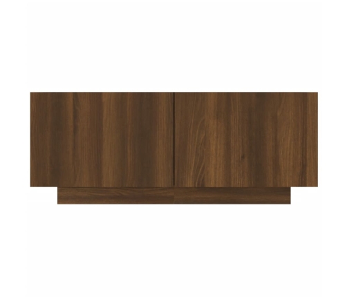 Mueble TV madera contrachapada color marrón roble 100x35x40 cm