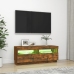 Mueble de TV con luces LED roble ahumado 100x35x40 cm