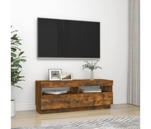 Mueble de TV con luces LED roble ahumado 100x35x40 cm