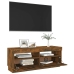 Mueble de TV con luces LED roble ahumado 100x35x40 cm