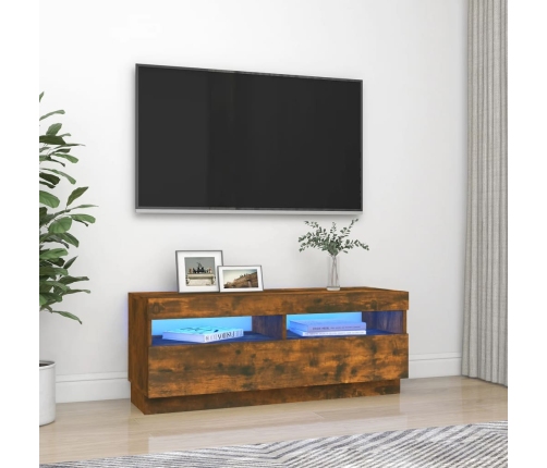 Mueble de TV con luces LED roble ahumado 100x35x40 cm