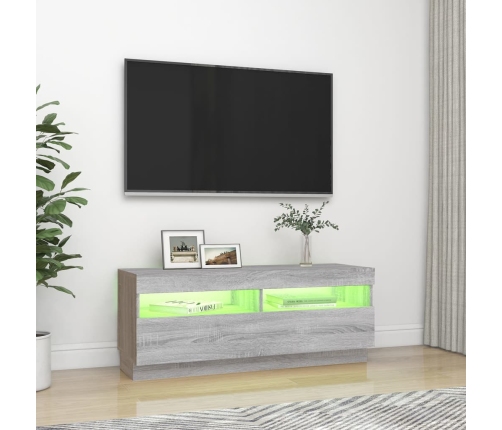 Mueble de TV con luces LED gris Sonoma 100x35x40 cm