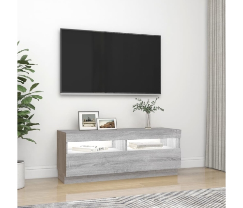 vidaXL Mueble de TV con luces LED gris Sonoma 100x35x40 cm