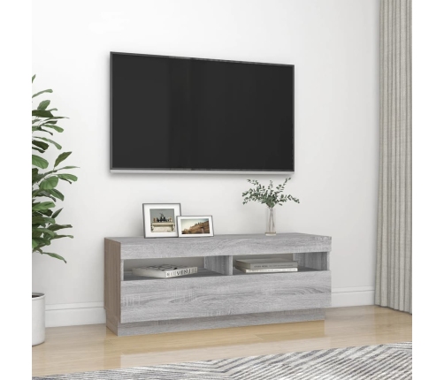 Mueble de TV con luces LED gris Sonoma 100x35x40 cm