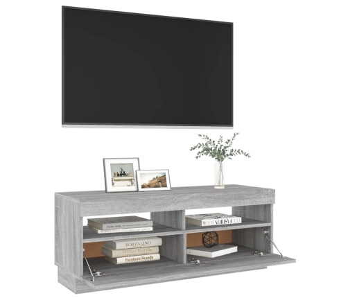 vidaXL Mueble de TV con luces LED gris Sonoma 100x35x40 cm