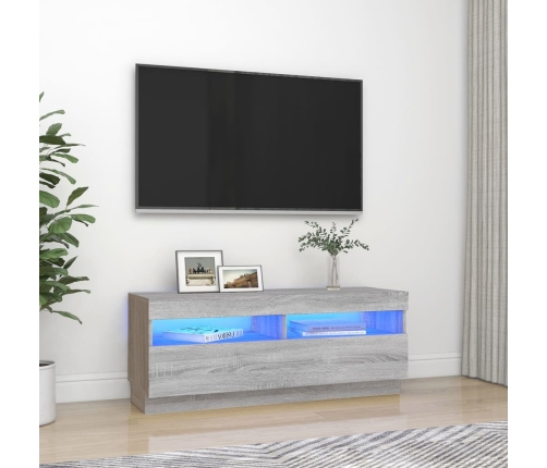 Mueble de TV con luces LED gris Sonoma 100x35x40 cm