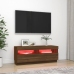 Mueble de TV con luces LED marrón roble 100x35x40 cm