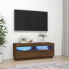 Mueble de TV con luces LED marrón roble 100x35x40 cm