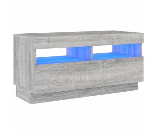 Mueble de TV con luces LED gris Sonoma 80x35x40 cm