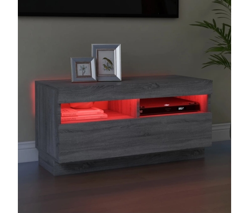 Mueble de TV con luces LED gris Sonoma 80x35x40 cm