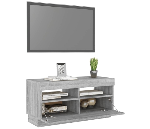 Mueble de TV con luces LED gris Sonoma 80x35x40 cm