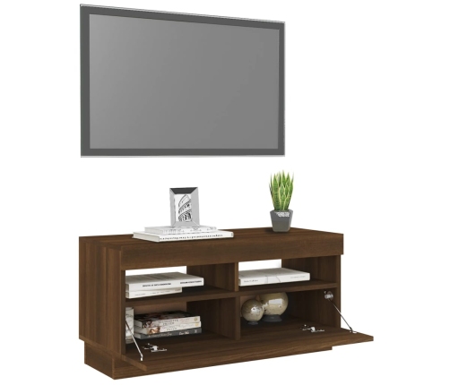 Mueble de TV con luces LED color roble marrón 80x35x40 cm