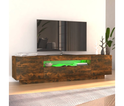 Mueble de TV con luces LED color roble ahumado 160x35x40 cm