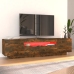 Mueble de TV con luces LED color roble ahumado 160x35x40 cm