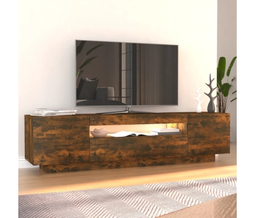 Mueble de TV con luces LED color roble ahumado 160x35x40 cm