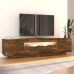 Mueble de TV con luces LED color roble ahumado 160x35x40 cm