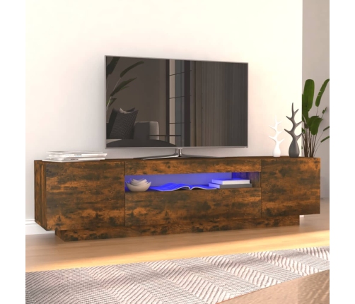 Mueble de TV con luces LED color roble ahumado 160x35x40 cm