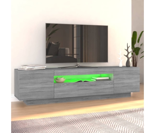 Mueble de TV con luces LED gris Sonoma 160x35x40 cm