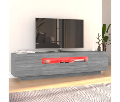 Mueble de TV con luces LED gris Sonoma 160x35x40 cm