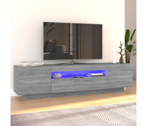 Mueble de TV con luces LED gris Sonoma 160x35x40 cm