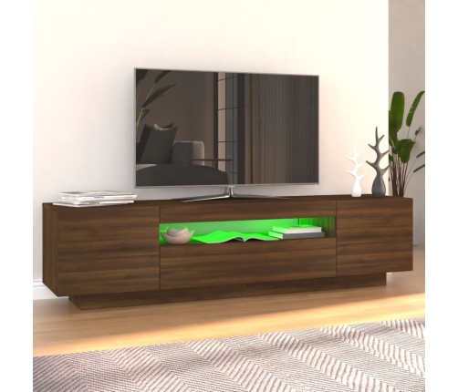 vidaXL Mueble de TV con luces LED marrón roble 160x35x40 cm