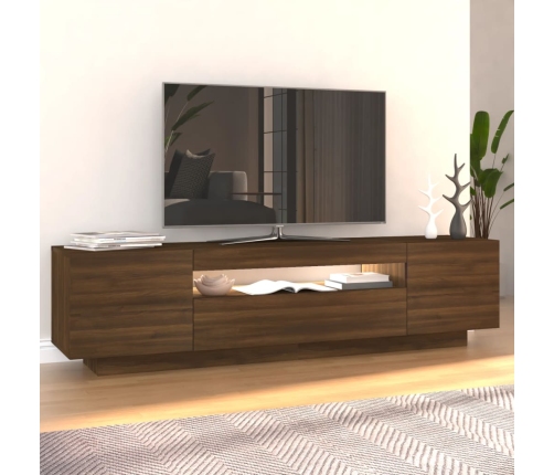 vidaXL Mueble de TV con luces LED marrón roble 160x35x40 cm