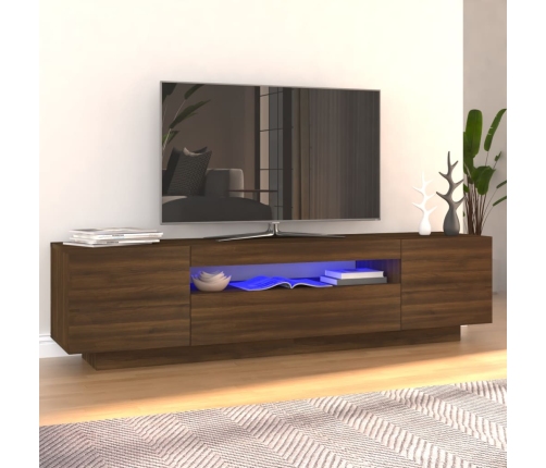 vidaXL Mueble de TV con luces LED marrón roble 160x35x40 cm