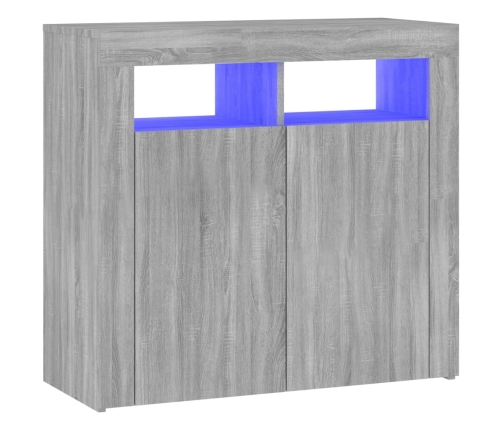 Aparador con luces LED gris Sonoma 80x35x75 cm