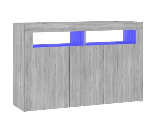 Aparador con luces LED gris Sonoma 115,5x30x75 cm