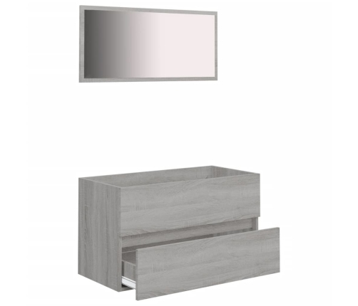 Set de muebles de baño 2 pzas madera contrachapada gris sonoma