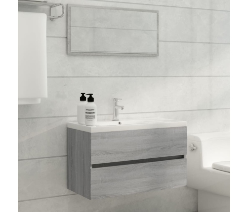 Set de muebles de baño 2 pzas madera contrachapada gris sonoma