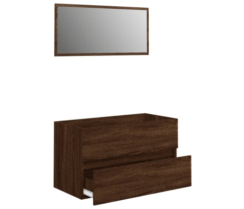 Set de muebles baño 2 pzas madera contrachapada marrón roble