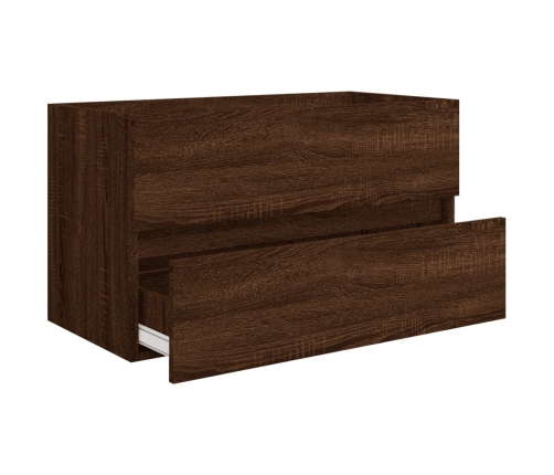 Set de muebles baño 2 pzas madera contrachapada marrón roble