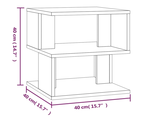 Mesa auxiliar madera contrachapada roble ahumado 40x40x40 cm