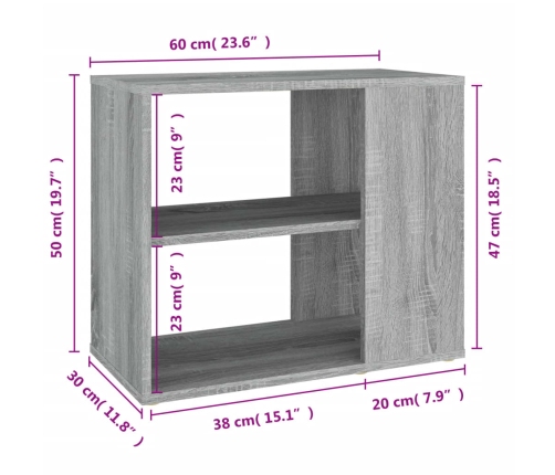 Armario auxiliar madera contrachapada gris Sonoma 60x30x50 cm