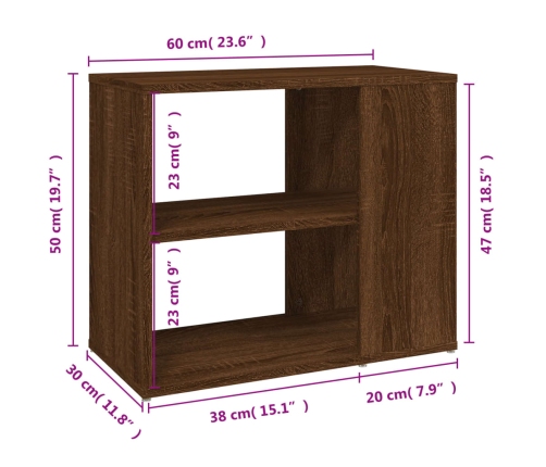 Armario auxiliar madera contrachapada marrón roble 60x30x50 cm