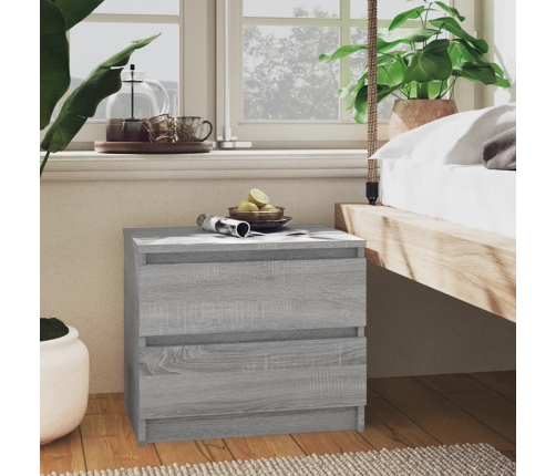 vidaXL Mesita de noche madera contrachapada gris Sonoma 50x39x43,5 cm