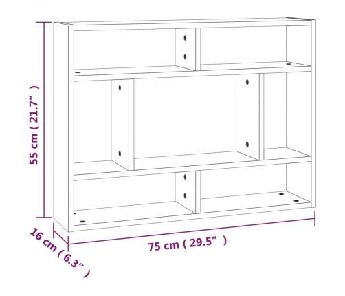 Estantería de pared madera ingeniería roble ahumado 75x16x55 cm