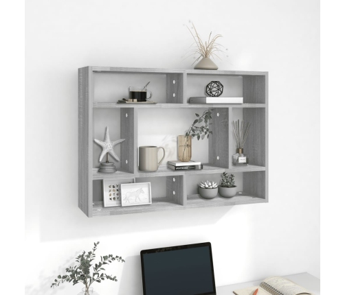 Estantería de pared madera de ingeniería gris sonoma 75x16x55cm