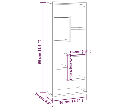 Estantería de pared madera ingeniería roble ahumado 36x16x90 cm