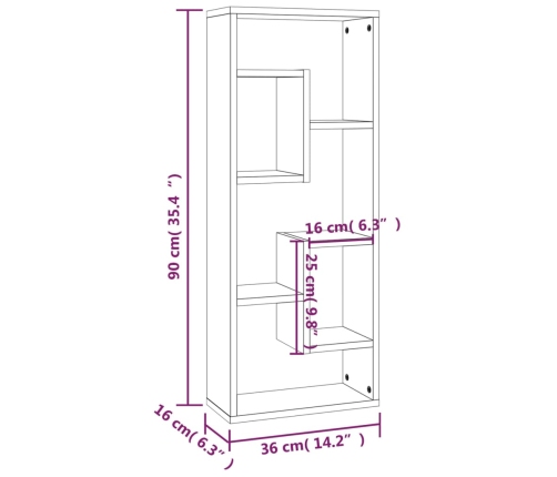 Estantería de pared madera de ingeniería gris Sonoma 36x16x90cm