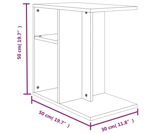 Mesa auxiliar madera contrachapada roble ahumado 50x30x50 cm