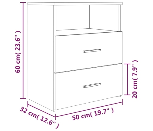 vidaXL Mesita de noche color roble ahumado 50x32x60 cm