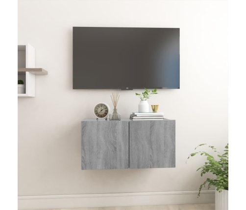 vidaXL Mueble TV colgante madera contrachapada gris Sonoma 60x30x30 cm