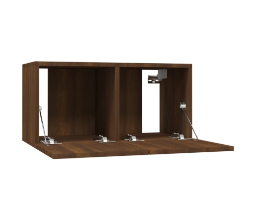 Mueble TV colgante madera contrachapada marrón roble 60x30x30cm