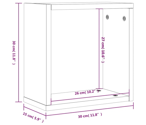 Estantes cubo de pared 4 unidades roble ahumado 30x15x30 cm