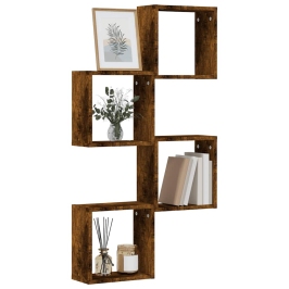 Estantes cubo de pared 4 unidades roble ahumado 30x15x30 cm