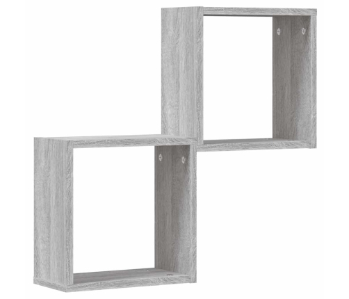 Estantes cubo de pared 2 unidades gris sonoma 30x15x30 cm