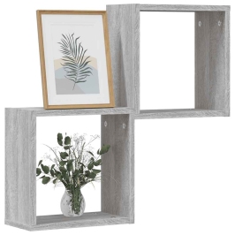 Estantes cubo de pared 2 unidades gris sonoma 30x15x30 cm