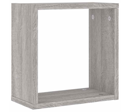 Estantes cubo de pared 4 unidades gris sonoma 30x15x30 cm